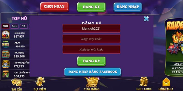 Hướng dẫn cách đăng ký tài khoản Man Club