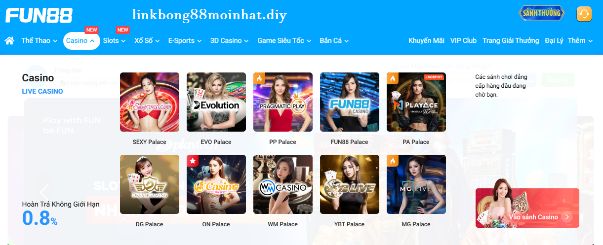 Thưởng khuyến mãi tại casino fun88